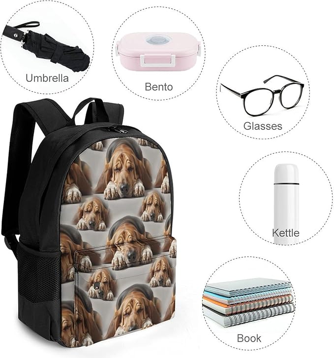 Backpack Multipurpose Anti-Theft Large Capacity Bookbag, Bloodhound Dog Travel Hiking Daypack With Side Pockets