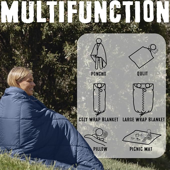 3M Thinsulate Insulation Puffy Camping Blanket for Cold Weather, Queen Size Warm Camping Quilt with Zipper, Waterproof Outdoor Sleeping Bag for Hammock, Cozy & Versatile Gift for Men and Women