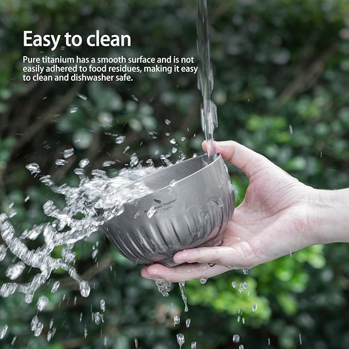 iBasingo 500ml Titanium Bowl Double Walled Oatmeal Food Rice Soup Bowl Ultralight Portable Tableware Outdoor Camping Metal Bowl Ti1165T