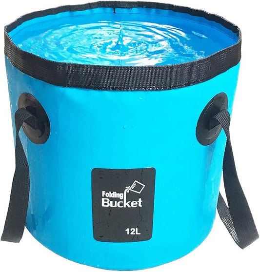Sunglow Collapsible 3 Gallon Multifunctional Portable Fishing Bucket - Wash Basin Folding Bucket - Water Container for Fishing-Camping-Gardening (12L/3gallon(Blue))