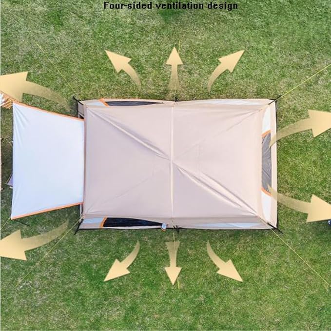 Canvas Bell Tent, Waterproof Breathable Wall Tent, Glamping Tent, Detachable Groundsheet for Camping Party,Outdoor Wind and Rain Resistant (Coffee B)