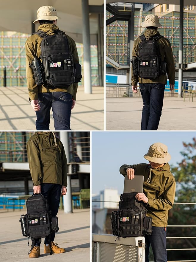 TACTICAL_GEEK ModCase B2 Ultimate EDC Tactical Backpack,14L High-Capacity, Anti-Shock Laptop Compartment, Waterproof, Molle System, for Hiking, Camping, Commuting, Backpacking Daypack Rucksack, Black