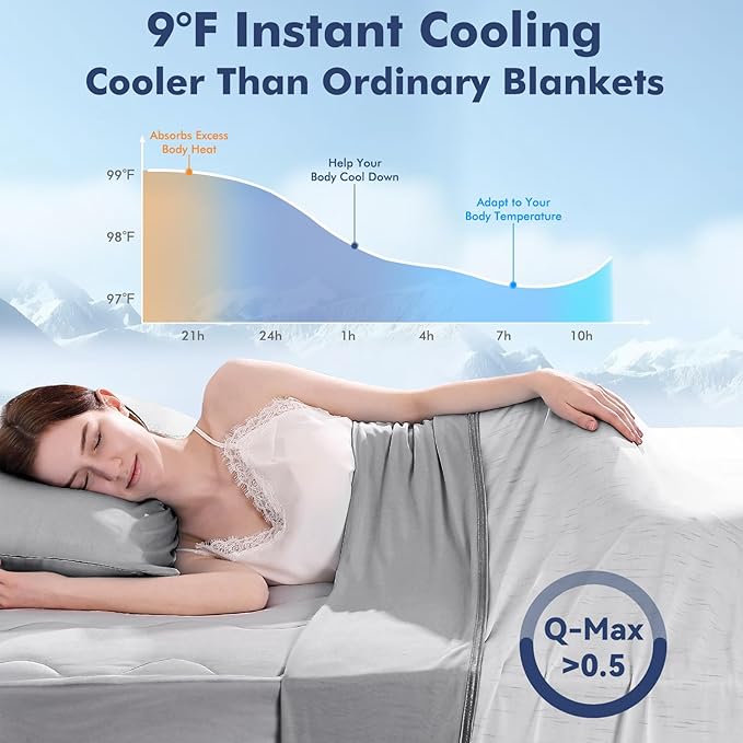 Elegear Cooling Blanket for Hot Sleepers, Double-Sided Arc-Chill® 3.0 Cooling Tech, Q-Max >0.5 Cool to Touch Cooling Blankets, Soft Breathable Summer Blanket for Night Sweats & Hot Flashes, Queen