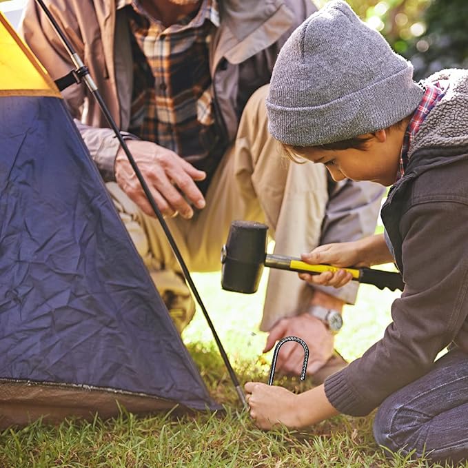 12 Inch Rebar Stakes,8 Packs Heavy Duty Metal J Hook Garden Ground Stakes for Camping Tent Canopy or Supporting for Garden Landscapes Fences Stakes(J Shape-Black, J-12 x5/16-8pcs)