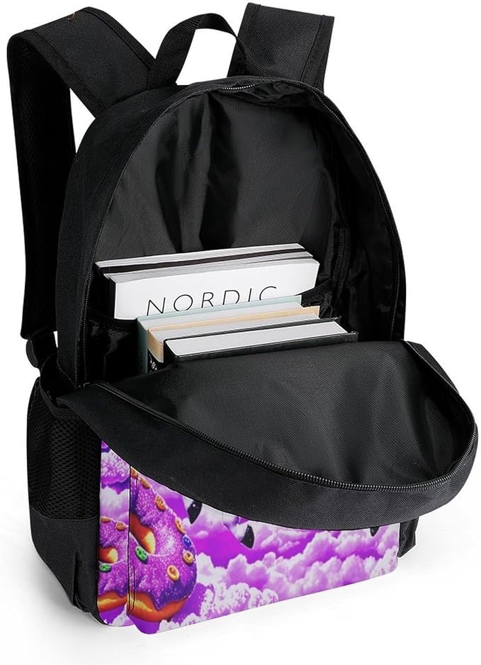 Supdreamc Daypack Bookbag Multipurpose Anti-Theft Big Capacity Carry On Bag, Rainbow Unicorn Random Space Galaxy Donuts Travel Hiking Camping Rucksack With Padded Straps