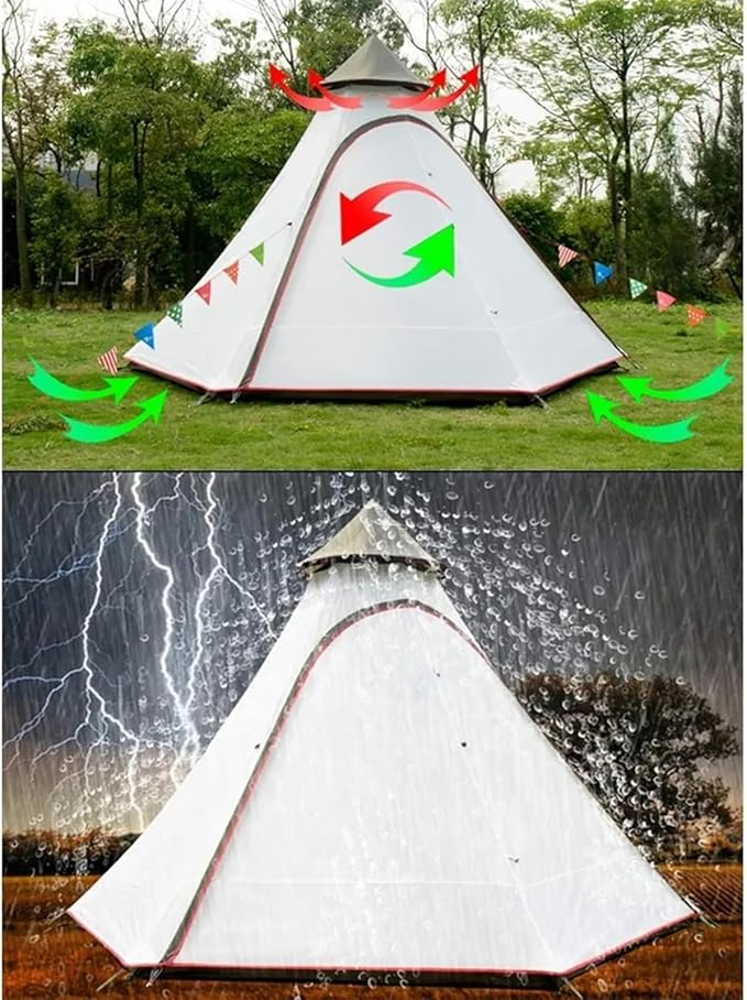 Canvas Indian Tent Yurt Tents 3-8 Persons Bell Tents Outdoors Large Glamping Bell Tents for Family Camping Hunting Christmas Party Shelter