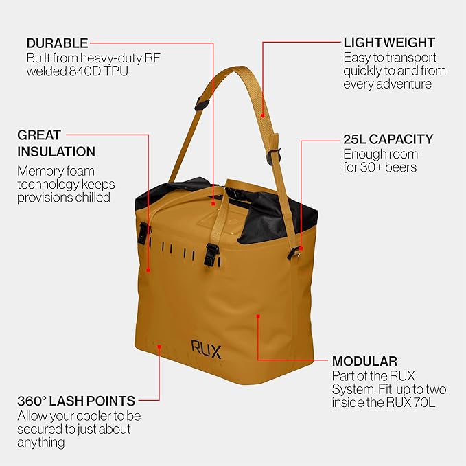 RUX 25L Soft Cooler Bag - Adventure-Ready Modular Cooler - Waterproof, Lightweight, Highly Functional Cooler Bag, and Perfect for Overlanding, Camping, and Van Life