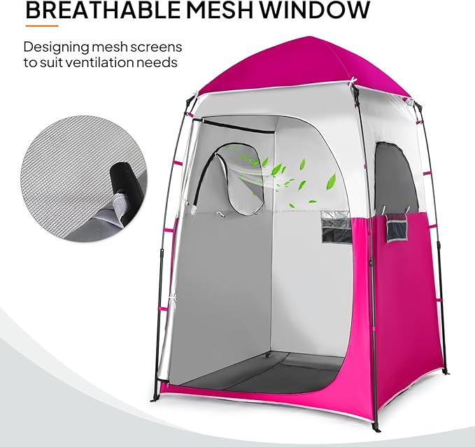 VINGLI 6.8FT Shower Tent, Large Instant Pop Up Shelter with Mesh Floor & Carrying Bag, Privacy Changing Room Tent for Toilet, Camping, Dressing, Lightweight & Sturdy, Easy Set Up