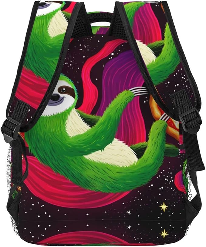Lightweight Backpack for Gym Travel Bicycle, Big Capacity Multipurpose Anti-Theft Carry On Bag, Sloth Pizza Star Galaxy Art Travel Hiking Bag Day Pack
