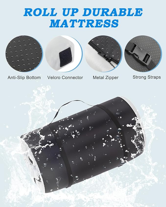 Memory Foam Camping Mattress, Roll Up Waterproof Foam Sleeping Mats for Camping, Portable Camping Mattress Pad for Track, Camping, Grey, 75"×38"×2.5"