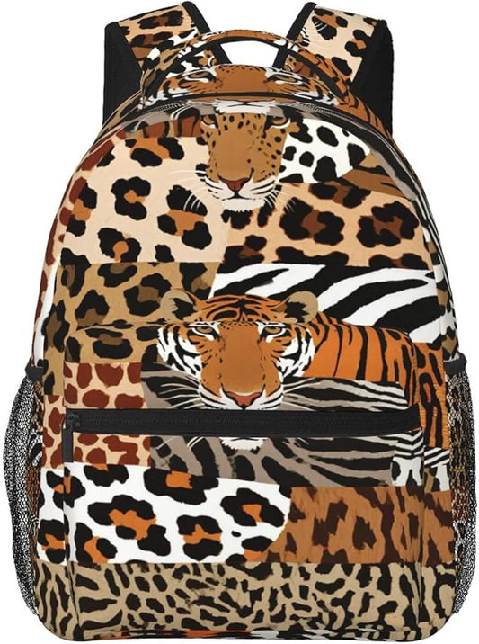 Adults Lightweight Leopard Print Animal Skin Patterns Shoulder Book Bags Big Capacity Shoulder Bag With Adjustable Shoulder Straps for Trekking Work Walking Cycling
