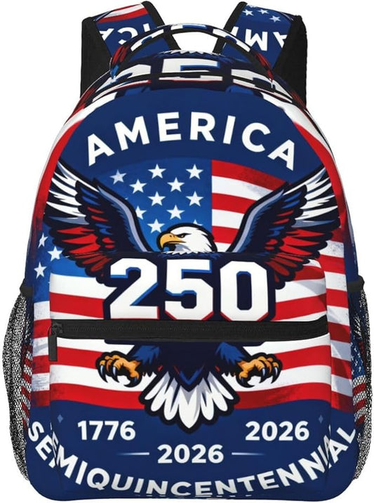Polyester Daypack Backpack for Trekking Picnic Walking Cycling, Large Capacity Anti-Theft Multipurpose Shoulder Bag, USA 250th Anniversary Patriotic Independence Celebration Art Casual Daypack