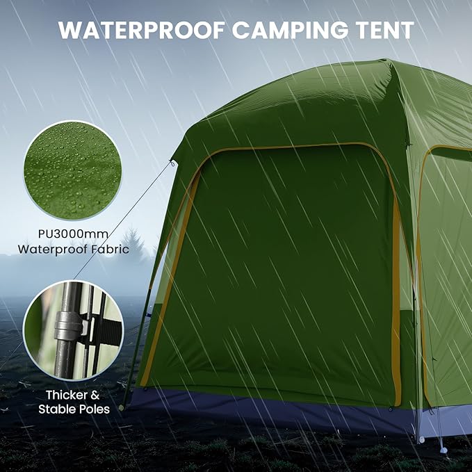 SUV Tents for Camping, Car Tents for Camping 4-6 People, PU 3000mm Waterproof SUV Tent Attachment Tailgate Tent for Car, Spacious Space 8.2'L x 8.2'W x 7.2'H with 2 Awnings & Double Door