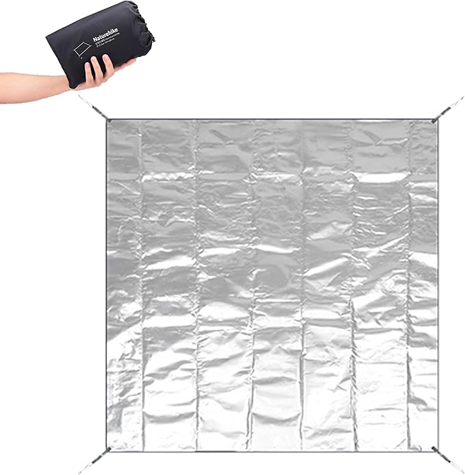 Naturehike Aluminum Foil Foldable Picnic Blanket, Ultralight Ground Sheet Mat, Waterproof Camping Tarp, Sleeping Pad for Outdoor Picnic,Camping,Beaches, Storage Bag Included (74.8×74.8")