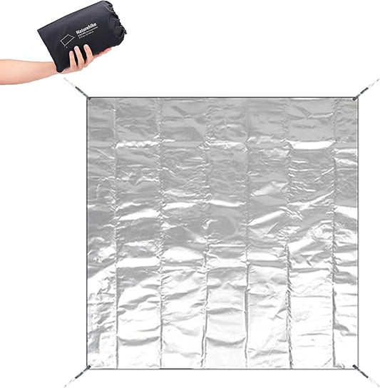 Naturehike Aluminum Foil Foldable Picnic Blanket, Ultralight Ground Sheet Mat, Waterproof Camping Tarp, Sleeping Pad for Outdoor Picnic,Camping,Beaches, Storage Bag Included (90.55×90.55")
