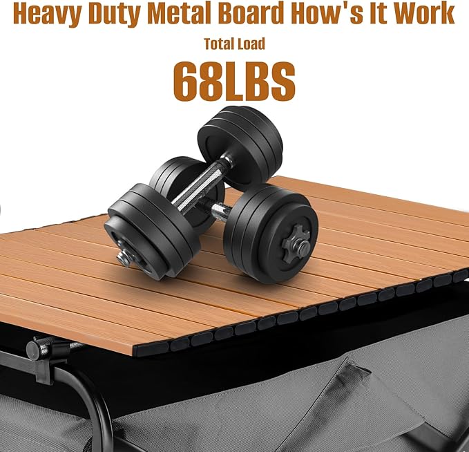 Metal Tabletop Board for Wagons Cart,Foldable Table 29"×18" Heavy Duty for Wagon,Alloy Board with Load Capacity 68LBS,Camping Essential and Gear for Outdoor Party with Family and Friends(Woody)