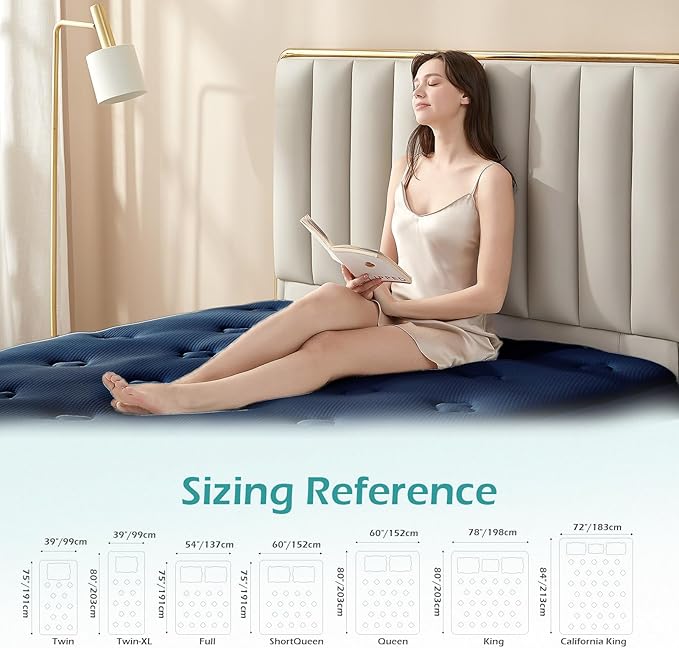 Hansleep California King Mattress Topper Memory Foam, California King Foam Mattress Topper Viscose Derived from Bamboo, Cal King Size Bed Mattress Pad Cover for Back Pain Relief, 72" x 84", Navy
