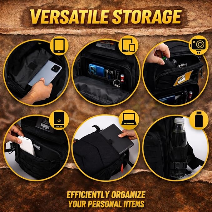 Tactical Backpack 25L Military MOLLE Assault Pack – Waterproof EDC Backpack for Hiking, Camping, Travel & Survival Gear, Bug Out Bag (Black Tactical)