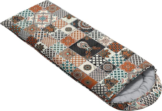 Kids Sleeping Bag for Boys Girls,Bohemian Cowboy Print-Lightweight Warm Portable Outdoor Indoor-Waterproof Cold Weather Resistant Sleeping Bag for Camping Hiking