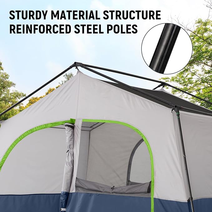 HIKERGARDEN 6-8 Person Camping Tent - Portable Family Cabin Tent for Camp, Windproof Fabric Camp Tent Outdoor for Hiking, Backpacking, Traveling