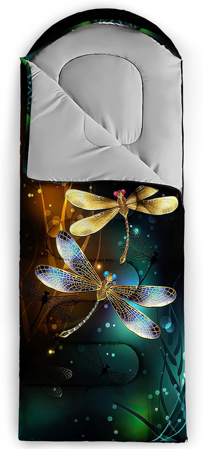 AILONEN Kawaii Puppy Sleeping Bag for Kids Boys Girls,Warm and Cool Weather,Lightweight,Waterproof Backpacking,Cartoon Cute Dog & Duck Animal Themed Blue Sleeping Bag for Camping