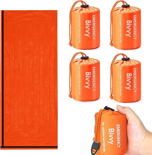 Emergency Sleeping Bag, Waterproof Thermal Bivy Sack for Camping, Bivvy Sack with Whistles,Ultralight Survival Gear with Compass for Hiking and Outdoor Adventures