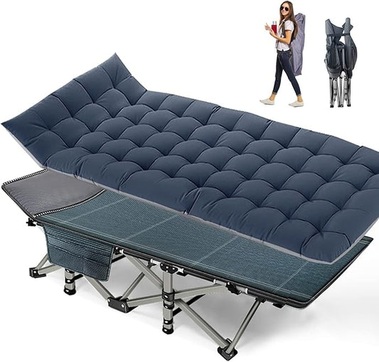 NAIZEA Folding Camping Cots for Adults, Portable Cot with Mattress Heavy Duty Outdoor Bed with Carry Bag 1200d Oxford Cloth Sleeping Cots for Camping Office Nap Home Guest Beach Travel