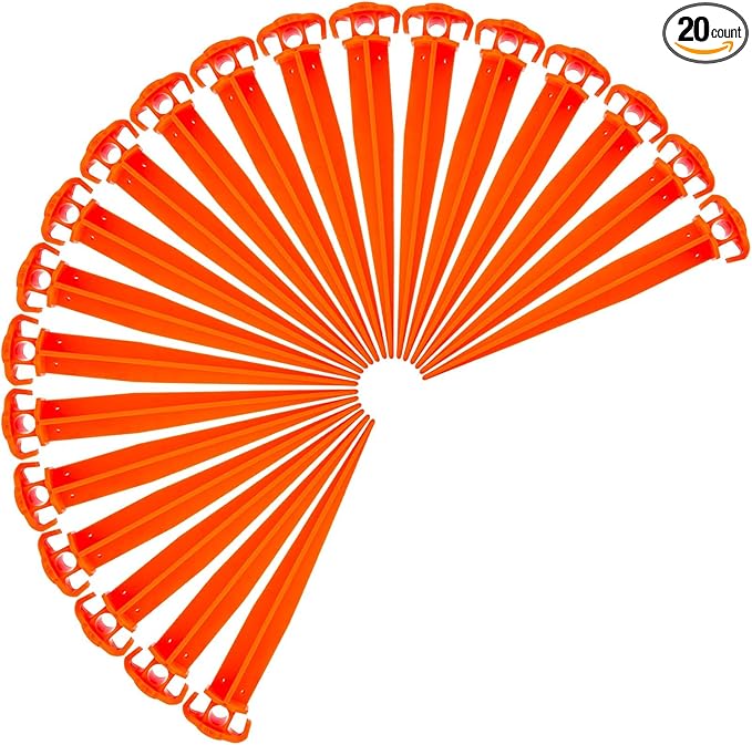 ASR Outdoor Orange Heavy Duty ABS Plastic Tent Stakes Ground Anchor Camping Essentials