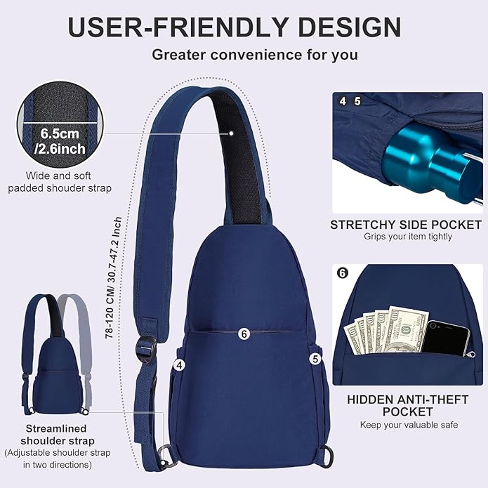 AOTIAN Anti-Theft Sling Backpack - Lightweight Water-Resistant Chest Daypack for Travel, Hiking & Outdoor