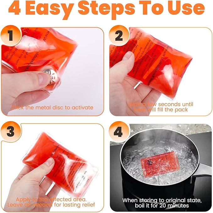 Hand Warmers, Reusable Hand Click Warmers, Cute Sodium Acetate Warmers for Kids, Click Heat Packs, 4 Reusable Sodium Acetate Heat Pads. (4PCS)