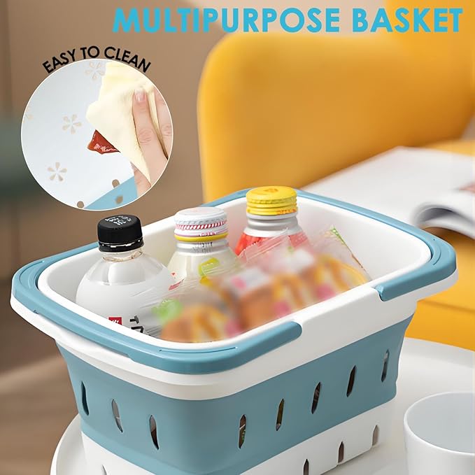 Portable Shower Caddy Tote – Collapsible Plastic Basket with Handles, Foldable Storage Organizer for Bathroom, Kitchen, College Dorm, Gym, Travel & Camping