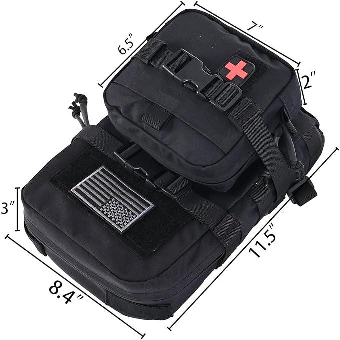Tactical Mini Molle Hydration Pack,Molle Hydration Carrier with IFAK Pouch&US Flag&Med Patch,Hydropack for 2L Water Bladder