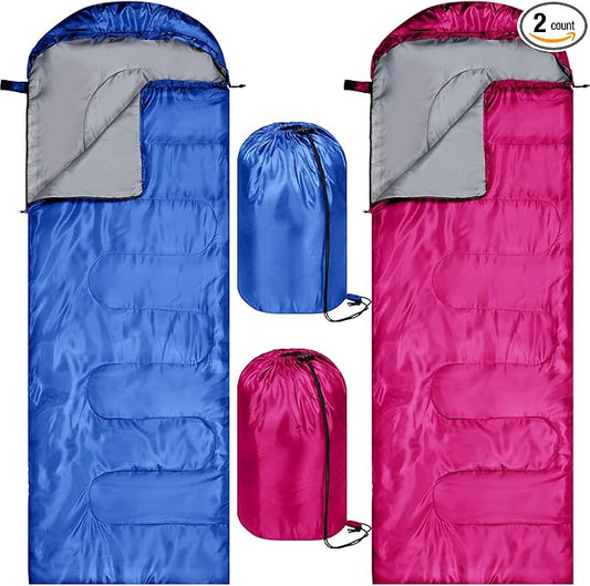 Tudomro 2 Pcs Camping Sleeping Bag for Adults, Lightweight Packable Waterproof Camping Gear Equipment to Keep Warm for Spring Summer Fall Indoor Outdoor Backpacking Hiking Travel