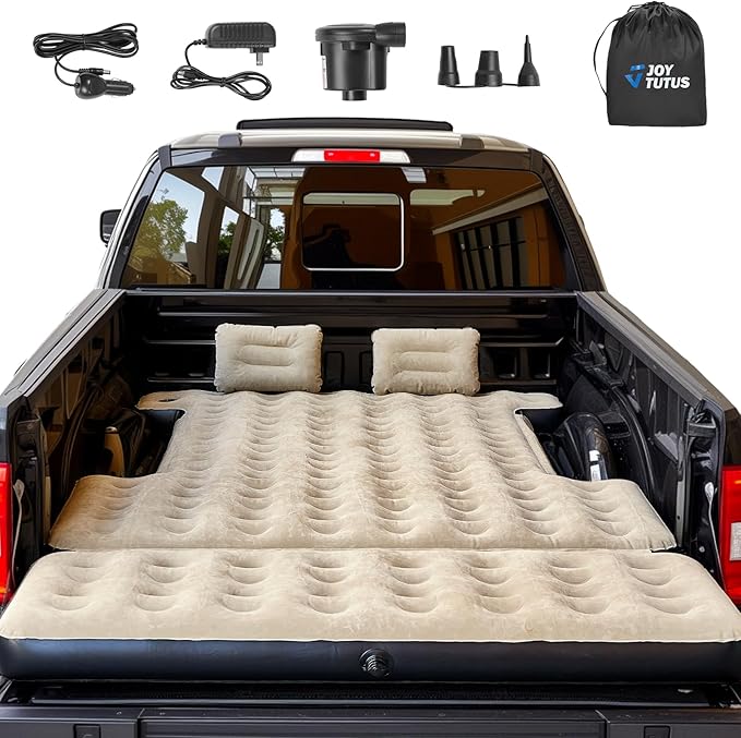 JOYTUTUS Truck Tent with Rainfly 5.5Ft-6Ft+JOYTUTUS Extebded Truck Bed Mattress for 5.5-5.8Ft