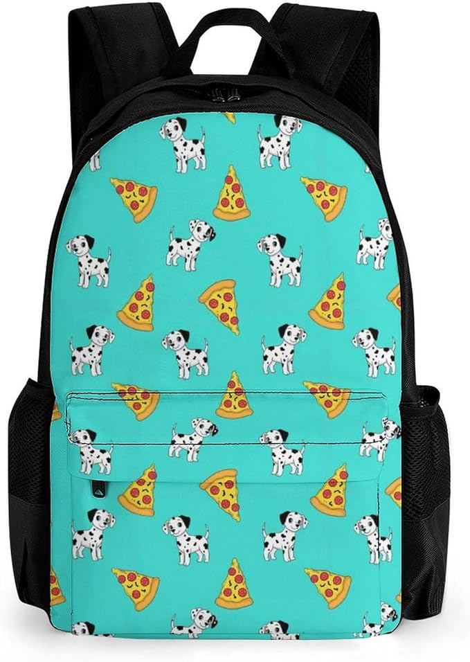Men Women Lightweight Cute Great Dane Pizza Casual Daypack Big Capacity Bookbag With Padded Straps for Gym Travel Walking Cycling