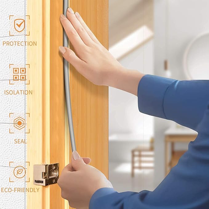 Weather Stripping Seal Strip Tape, Doors Windows Frame Self Adhesive D Type Foam Sealing Tape, 32.8Ft Rubber Soundproof Insulation Cell Foam Stripping, Grey