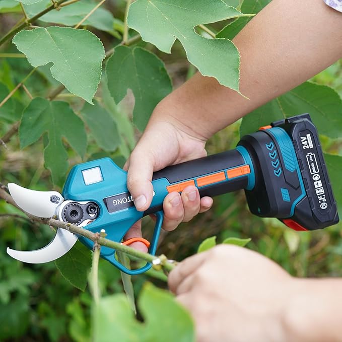 Electric Pruning Shears for Gardening,Battery Powered Pruning Shears with 2 X 2AH Lithium Battery, 2 Blade,3 wrench Cordless Pruning Shears for Gardening Tree Pruning (1.6 Inch(40MM) Cutting Diameter)