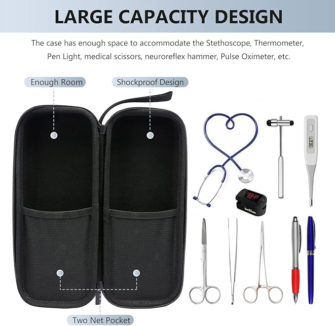 LOVEVOOK Nurse Backpack Laptop Backpack for Women with Stethoscope Case & USB Charging Port Anti Theft Travel Backpacks Doctor Bag Fits 15.6 Inch Laptop and Notebook, Blue Stripes