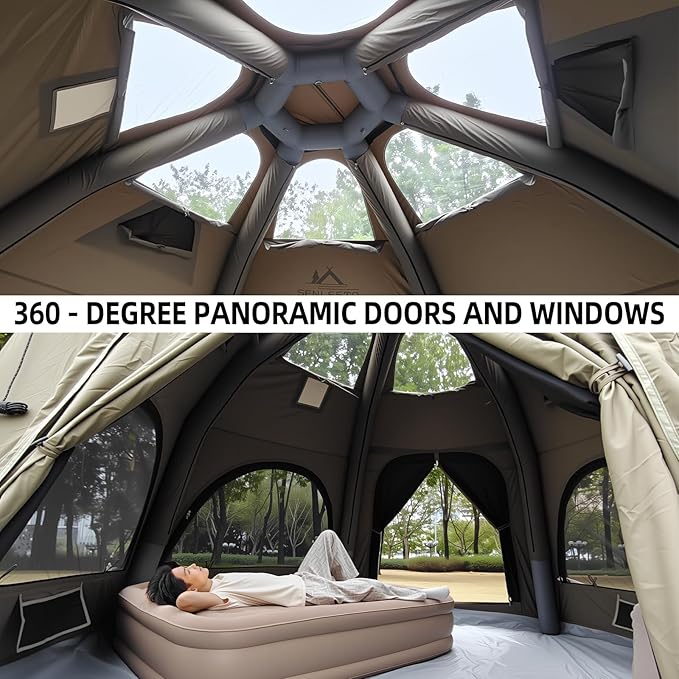 Inflatable Tents for Camping, Large Inflatable Camping Tent with Hand Pump, Easy Setup Tents for 4-6 People, Portable Glamping Tent