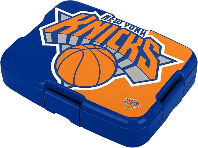 FOCO NBA Unisex-Adult Officially Licensed 2-Tone Big Logo Team Color Basketball Leak Proof 5 Compartment Bento Lunch Box - New York Knicks