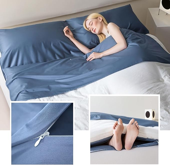 Sleeping Bag Liner for Adults, Lightweight Travel Sleep Sack with Carry Bag, Compact Portable Sleeping Sheet for Camping, Hiking, Hostels, Hotels and Backpacking