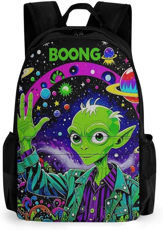Supdreamc Daypack Bookbag Multipurpose Anti-Theft Big Capacity Carry On Bag, Psychedelic Space Alien Art Travel Hiking Camping Rucksack With Padded Straps