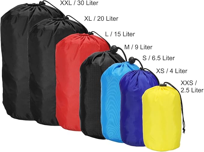 PATIKIL Stuff Sack, 12 x 24 Inch Waterproof Outdoor Storage Sack Portable Drawstring Dust Flap Bag for Camping, Black