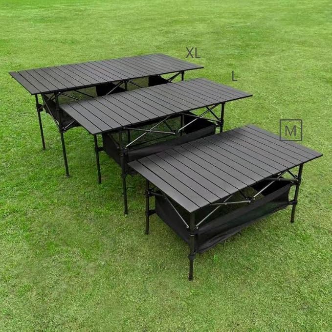 Lightweight Aluminum Folding Camping Table (37.13” x 21.57” x 19.69”), Portable Roll-Up Design for Outdoor, Camping, Beach, BBQ, Patio, and Picnic, Durable & Waterproof with Carrying Bag