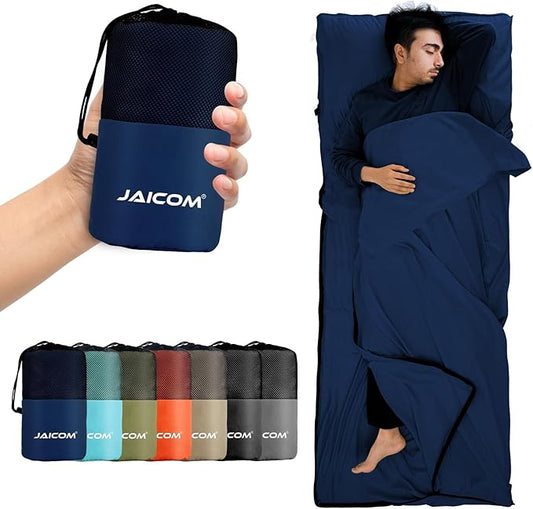 Sleeping Bag Liner, Sleep Sack Travel Sheets, Two-Way-Zipper Expose Feet Separately, Lightweight for Single, Backpacking,Hotels & Hostels, Camping, Travel, Business