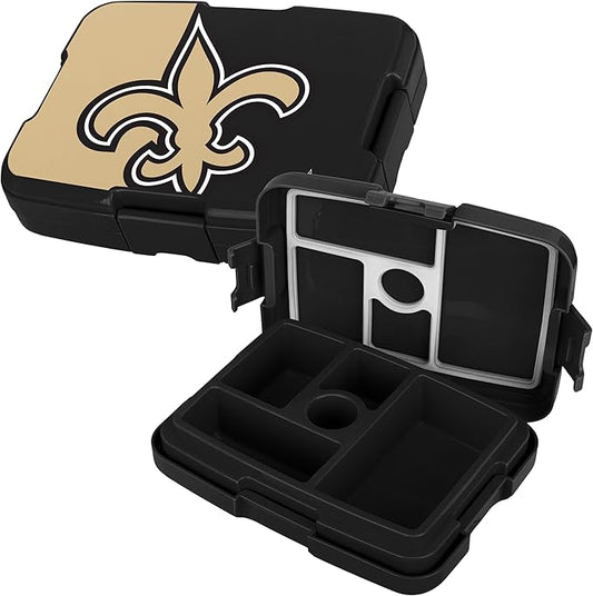 FOCO NFL Unisex-Adult Officially Licensed 2-Tone Big Logo Team Color Football Leak Proof 5 Compartment Bento Lunch Box - New Orleans Saints