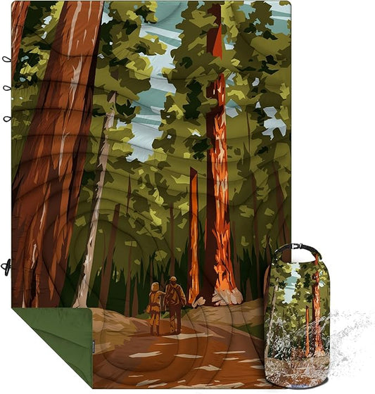 Camping Blanket Puffy - Outdoor Stadium Blanket Wearable, Lightweight, Packable, Machine Washable Camping Quilt for Traveling, Picnic, Beach, Party