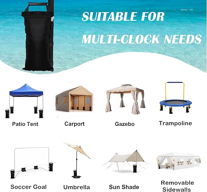 8 Pack (NO Sand) SANWAY 280 LBS Sand Bags for Canopy -Portable and Durable to Secure Tents, Canopies, and Umbrellas at Outdoor Events (Black)