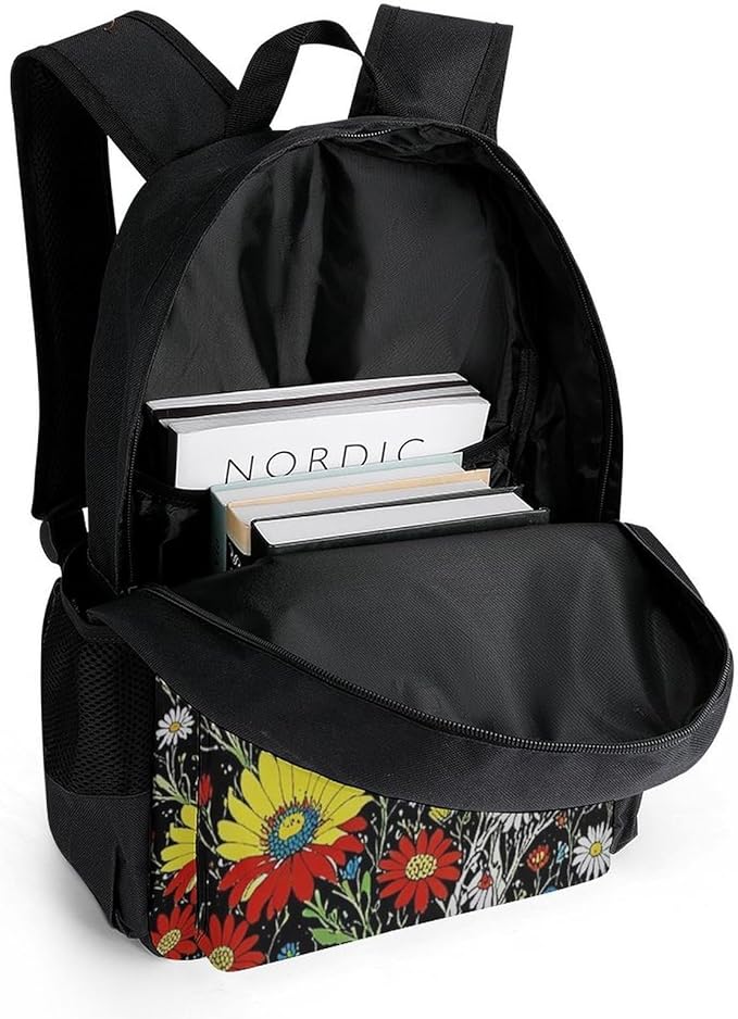 Supdreamc Backpack Lightweight Anti-Theft Multipurpose Psychedelic Skull Skeleton Floral Art Shoulder Bag Large Capacity Travel Hiking Backpack With Padded Straps