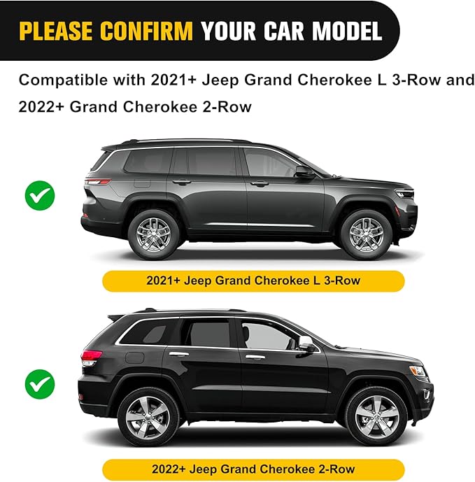 Nilight Roof Rack Cross Bars Fit for Jeep Grand Cherokee L 3-Row 2021-2026 & Grand Cherokee WL 2-Row 2022-2026 Aluminum Rails Crossbars with Adjustable Length for Rooftop Cargo Tent Carrier Kayak